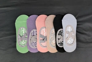 Women's Barre Pilates Yoga Non Slip Grip Ankle Socks 6Pcs Multicolor - Picture 1 of 5