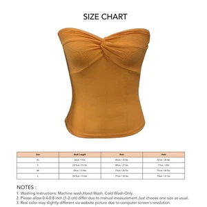 Women Rib Knitting Tank Top Bust Twist Knot Slim Cutting Pure Color Strapless S - Picture 1 of 3