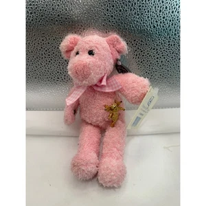 Princess Soft Toys Lil Paulie Pig Plush Stuffed Pink Bow Angel Pin Adorable - Picture 1 of 6