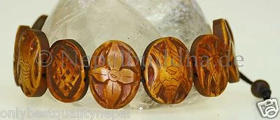 Handgeschnitztes Bracciale Regolabile Gioiello Nepal Fatto a Mano - Immagine 1 di 4