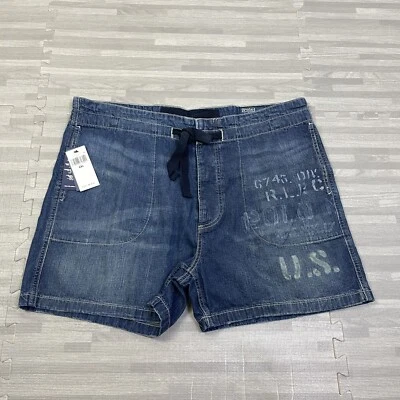 Pantalones Cortos Denim Polo Ralph Lauren Regatta US Naval 4" Cordón Para Hombres Talla 2XL $198 Foto 1 de 4