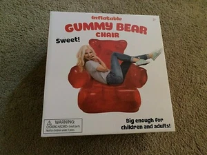 RED GUMMY BEAR INFLATABLE CHAIR NEW 38 INCHES X 33 INCHES BY 26 INCHES - Picture 1 of 3