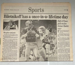 Fred Biletnikoff In Hall Of Fame Original Newspaper February 3 1988 - Picture 1 of 6