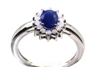 Anillo De Zafiro Y Diamante De 1.14ct En Oro Blanco De 14K - Imagen 1 de 8