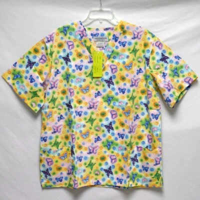 Women's Butterfly Scrubs Top - size Large (L)- Natural Uniforms - Natural Prints - Image 1 of 3