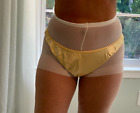 VTG BHS LIMITED Gold Shiny Satin Poly Thong panties Panty Size 18 NWT