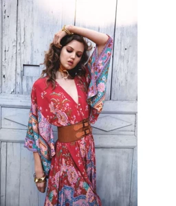 BNWT Spell & The Gypsy Lotus Kimono Gown Ruby - Size S - Picture 1 of 9
