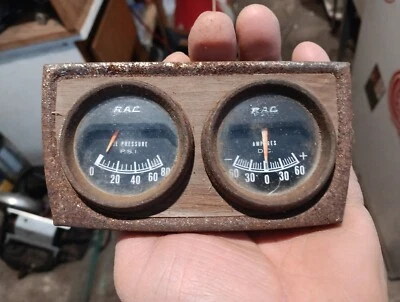 Amperios de presión de aceite de varilla de rata panel calibre 2 cápsulas RAC Hot Rod vintage sin probar  Foto 1 de 4