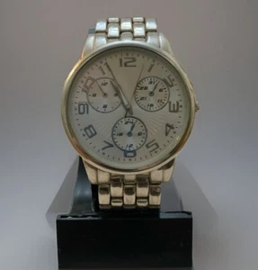 MEN'S Stainless Steel Watch Chronograph 40MM w Stainless Steel Band New Battery - Picture 1 of 11