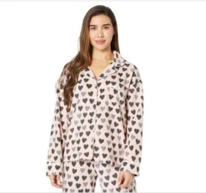 DKNY Women's PJ Set Heart Long Sleeve/Pant Soft Fleece Size L V-Day Gift! - Picture 1 of 12