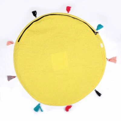 22" Pillow/Seat Cover Throw/Bean Bag Large With Bohemian Patchwork Yellow - Image 1 of 2