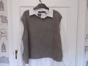 Ladies Jumper - NEW with Tags - Colour Taupe -& white shirt attached - size XL - Picture 1 of 13