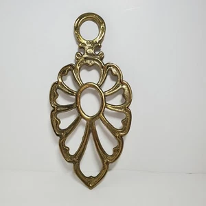 Vintage Brass 3 Footed Leaf Design Trivet Marked 93, 8"L - Picture 1 of 7