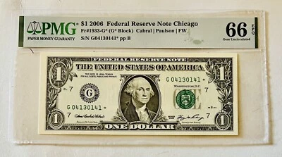 2006 FEDERAL RESERVE STAR NOTE CHICAGO PMG 66 EPQ STAR NOTE - Image 1 of 2