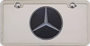 Mercedes Benz 3d cromo negro estrella matrícula + marco y lente de acero inoxidable - Imagen 1 de 2