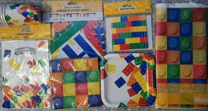 Building BLOCK PARTY Birthday Party Supply SUPER Kit 8 w/Invites, Banner & Bags - Picture 1 of 2