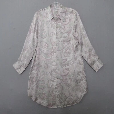 WinterSilks Shirt Dress Small Paisley 100% Silk Button Romantic Dainty Timeless - Image 1 of 4