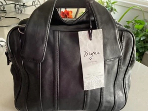 BRYNA NICOLE BOLSO PLISADO CUERO NEGRO ~ NUEVO SIN ETIQUETAS - Imagen 1 de 10