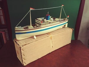 Seltenes Fleischmann großes Blech Aufzieh Oceanliner Schiff Weißblech mit or. Box - Bild 1 von 20