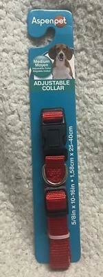 Aspen Pet Cuello Ajustable Medio Rojo 5/8 pulgadas X 10 a 16 pulgadas Totalmente Nuevo Foto 1 de 3