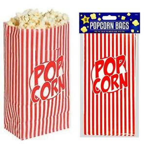 10 Popcorn Bags Red and White Paper Hollywood Movie Film Party Birthdays