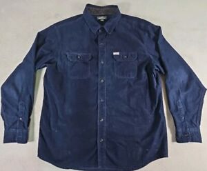 Eddie Bauer Shirt Adult XL Solid Navy Blue Long Sleeve Button Up Corduroy Men's