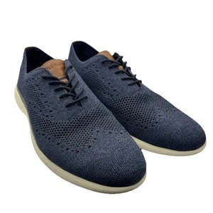 Cole Haan 11 Grand Troy Wingtip Oxford Dress Shoes Navy Blue - Picture 1 of 14