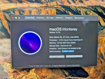 Apple iMac 27" 5K finales de 2015 i7 4,0 GHz 32 GB RAM 3 TB Fusion Radeon R9 M395X Foto 1 de 4
