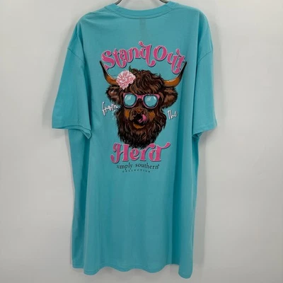 Camiseta de manga corta Simply Southern talla 2XL azul aguamarina destacada camiseta de rebaño nueva con etiquetas Foto 1 de 4