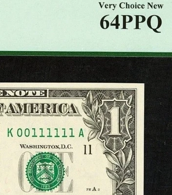 (( LOW # 00111111 )) True Binary Fancy serial number $1 PCGS 64 PPQ near solid - Image 1 of 3