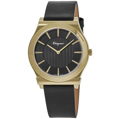 Nuevo reloj para hombre Salvatore Ferragamo 1898 delgado esfera negra oro amarillo SFPE00219 Foto 1 de 4