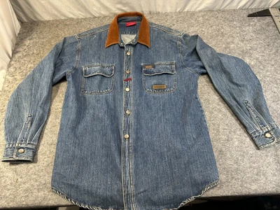 Chaqueta vaquera Karl Kani vintage años 90 cuello gamuza ropa de calle XL USADA EN EXCELENTE ESTADO Foto 1 de 4