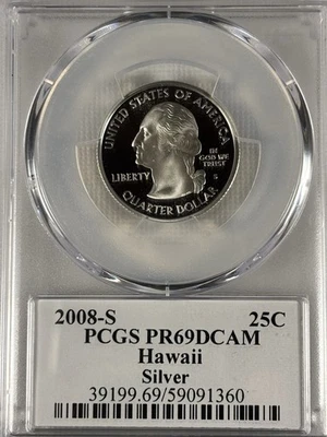 2008-S Silver Hawaii Quarter PCGS PR69DCAM | State Flag Label | Proof - Image 1 of 4
