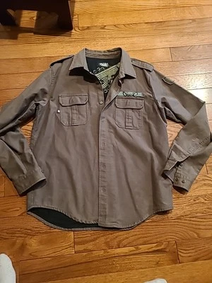 O'NEILL Estilo Militar Chaqueta Botón Bordado PARCHE DELETREADO-Marrón-Talla XL Foto 1 de 4