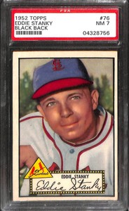 1952 Topps #76 Eddie Stanky (Black Back) PSA 7 04328756