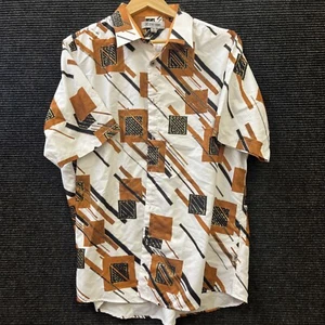 🔥Stacy Adams Men’s Button Down Shirt Size Adult XL Short Sleeves Brown AOP - Picture 1 of 15