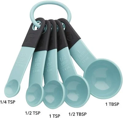 KitchenAid Classic Measuring Spoons, Set of 5, Aqua Sky/Black - Image 1 of 4