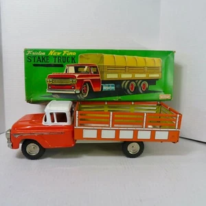 1950'S FORD STAKE TRUCK TIN LITHO FRICTION IN BOX - NICE - Bild 1 von 14