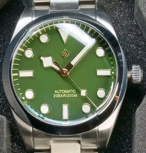 Terami BB39 Gilt Hommage Automatic Green Dial, Seiko NH35, Sapphire Bubble Watch - Bild 1 von 15