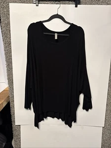 24seven Comfort Apparel Womens Jersey Pullover Tunic Top Shirt Plus Black 3X - Picture 1 of 9