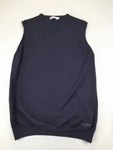 Calvin Klein Golf Vest Small Mens Merino Wool Sleeveless Jumper S Navy Blue - Picture 1 of 7