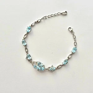 925 Sterling silver Bracelet. Blue Sapphire Stamped silver Jewelry OZ Seller - Bild 1 von 2
