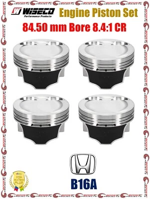 Juego de pistones de motor Wiseco 84,50 mm diámetro 8,4:1 CR para 93-01 Honda B16A Civic Si  Foto 1 de 3