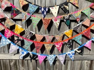20 piezas Colorido Banner Bunting Multicolor Vintage Sari Seda Bunting con 12 Banderas - Imagen 1 de 7