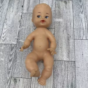 Playmates Drink & Wet Rubber Molded Hair Vinyl Baby Girl Doll 8" Blue Eyes VTG - Picture 1 of 10