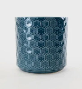 Planter Pot 6.5 inch Navy Blue Decorative Ceramic Indoor Planter Pot Geometri... - Picture 1 of 5