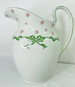 Hampton & Sons London ENGLAND Large Wash Pitcher w/ Pink Roses  Ribbon Bow - Picture 1 of 12