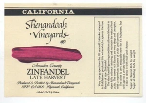 Original 1981 Shenandoah Vineyards California Wine LABEL Zinfandel Late Harvest - Picture 1 of 1