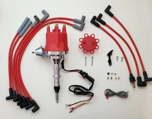 small cap CHEVY INLINE 6 STRAIGHT 6 230 250 292 RED HEI Distributor + Plug Wires - Bild 1 von 2