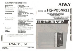 AIWA HS-P05MkII HS P05 MkII - WALKMAN - USER OWNER'S MANUAL - EN DE FR ES IT - - Zdjęcie 1 z 1